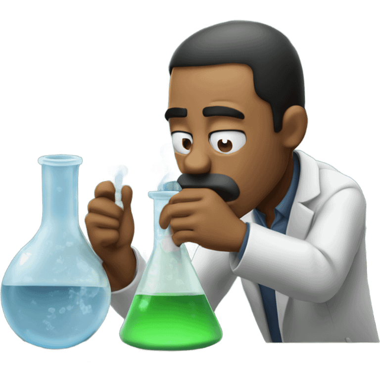 man inhaling out of a science beaker emoji