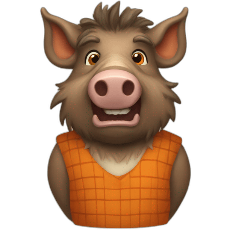 anthropomorphic boar with orange cheecks emoji