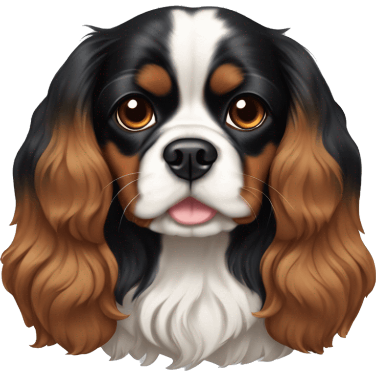 king charles cavalier brown and black with tounge out emoji