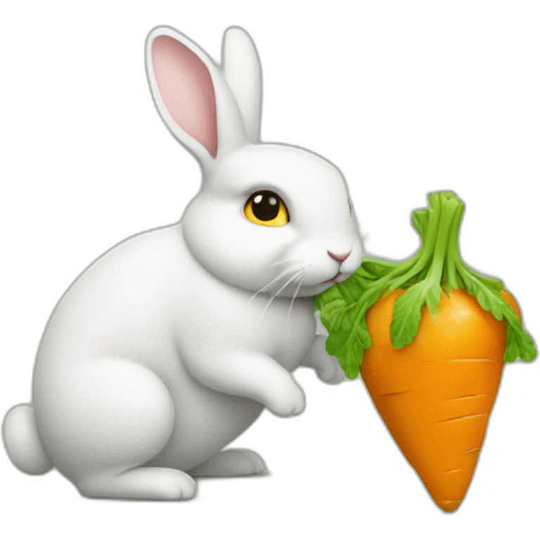 Un lapin jaune qui mange une carotte verte emoji