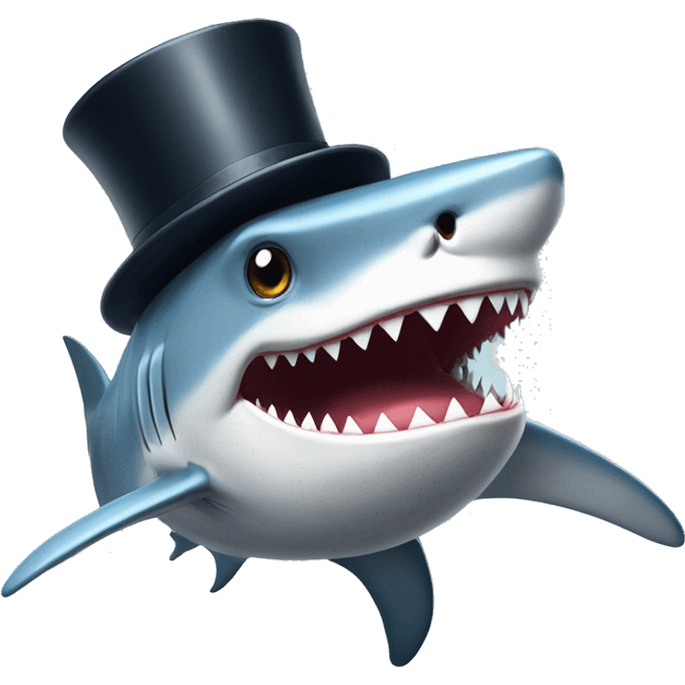 Shark with a top hat emoji