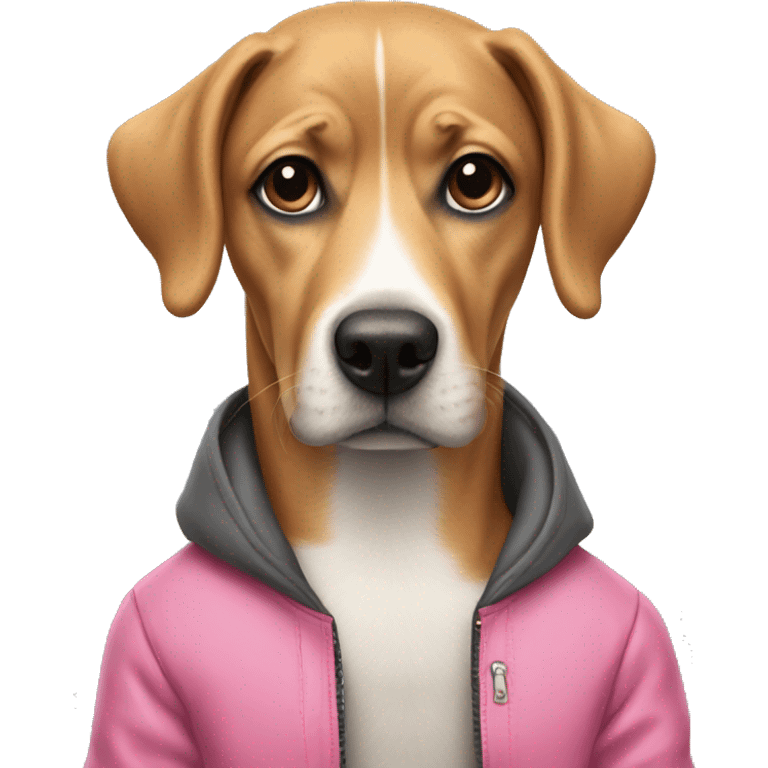 Side eye dog with pink jacket on emoji