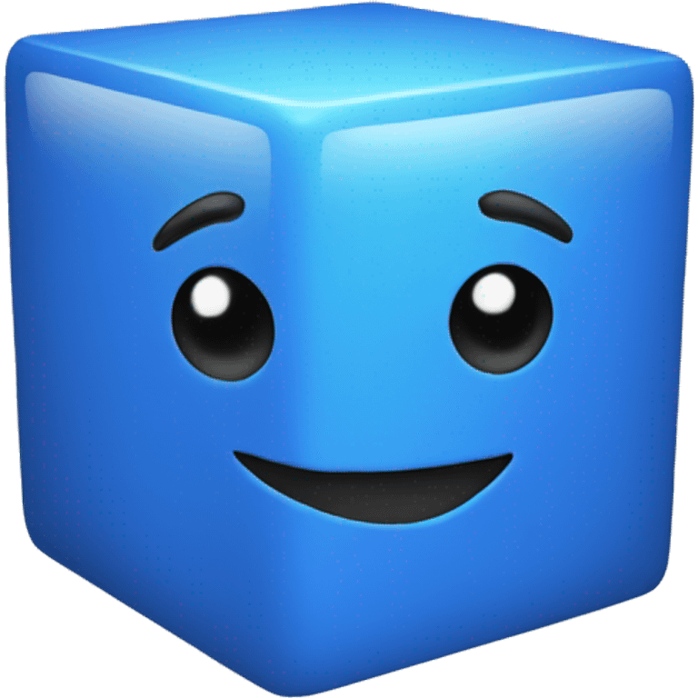 A blue cube with face emoji