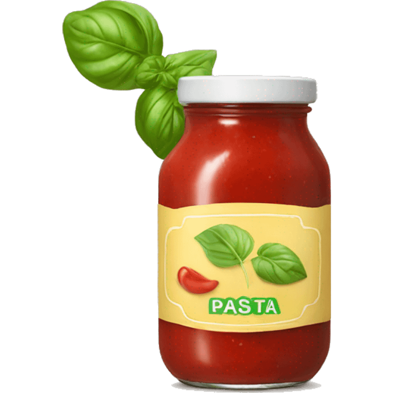 a jar of pasta sauce with no pasta on top and a picture of basil on it emoji