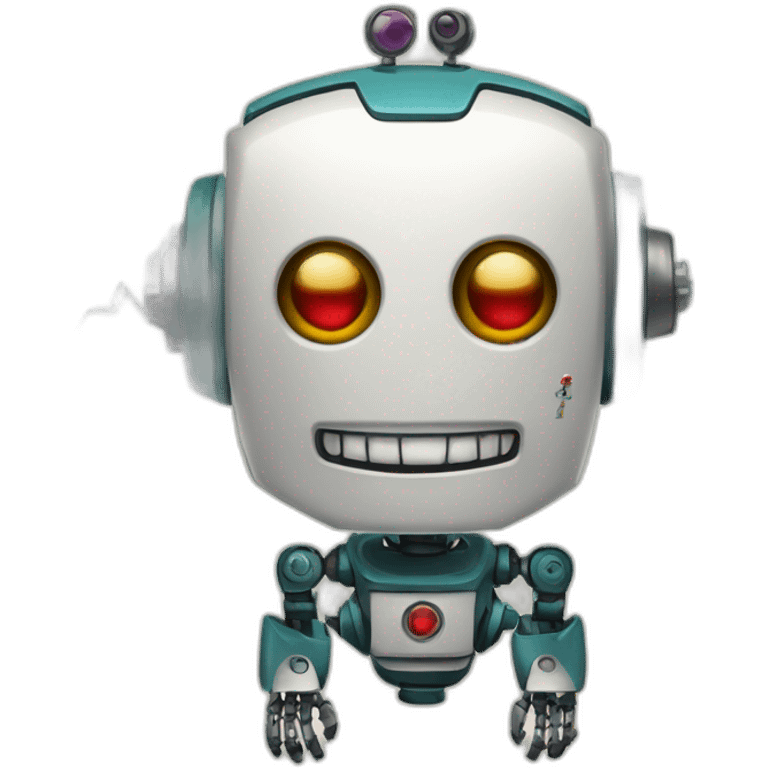 Finicial robot with graphs and tatoos emoji