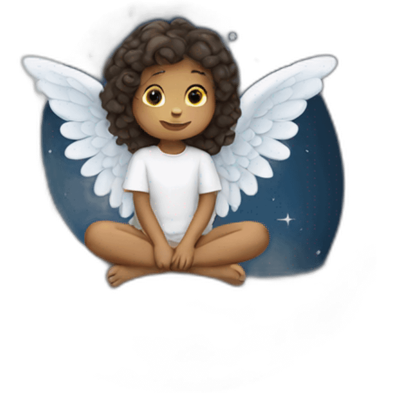 Angel sitting on moon emoji