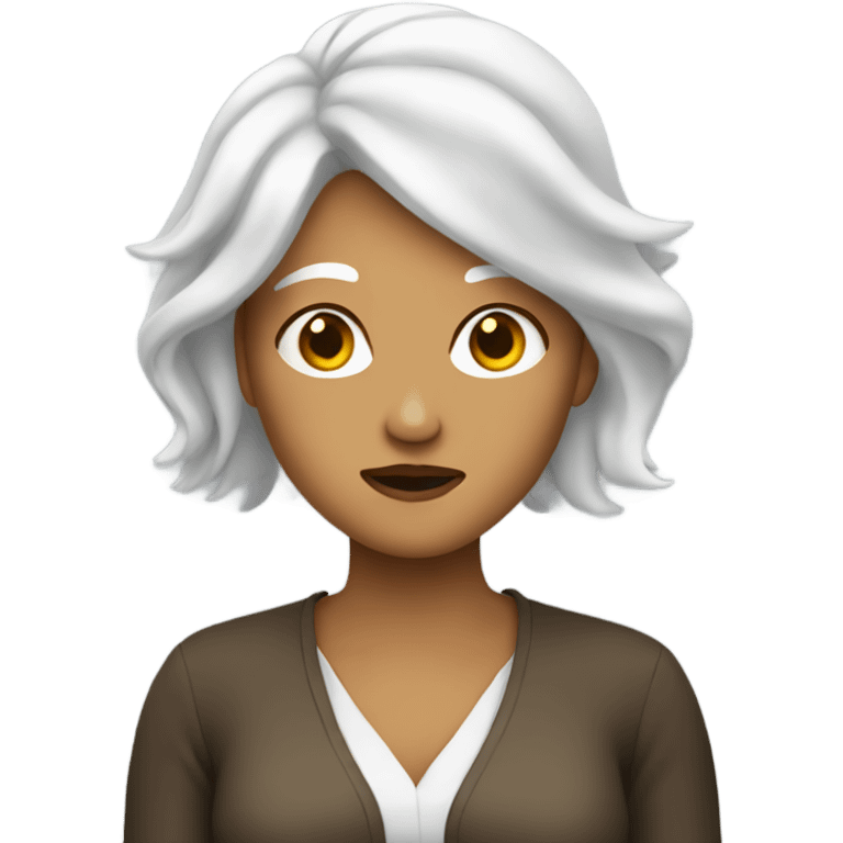 Woman with white hair shrugging emoji