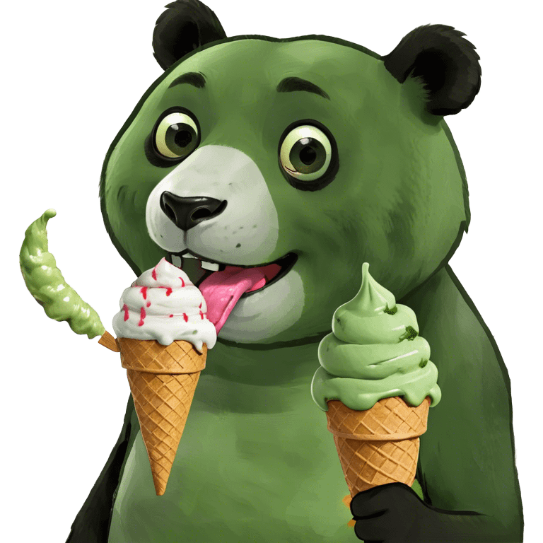 Panda eating ice cream emoji