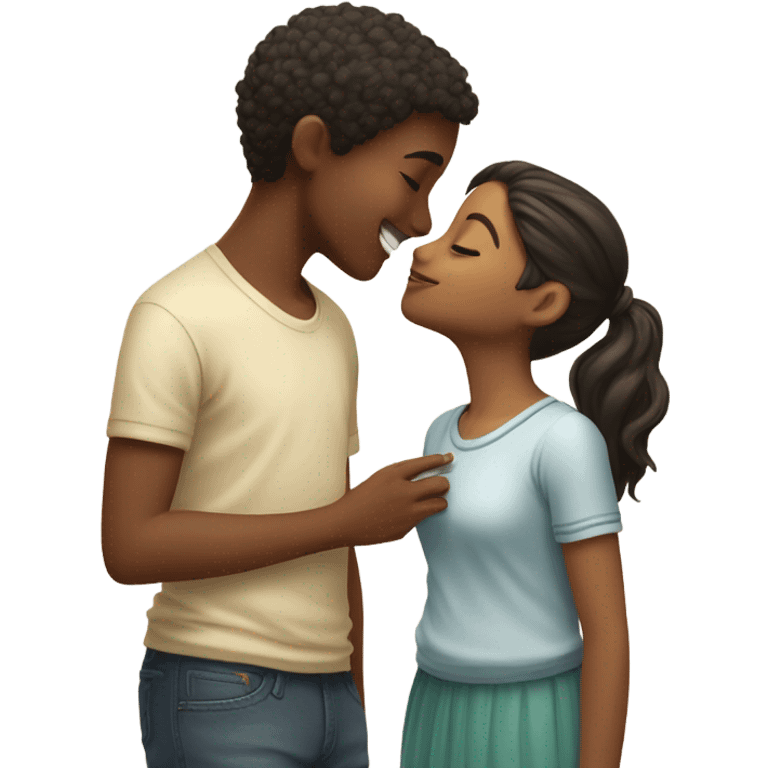 girl and boy kissing emoji