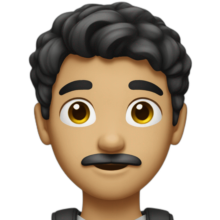 Teenboy with medium Short black hair and mustache emoji