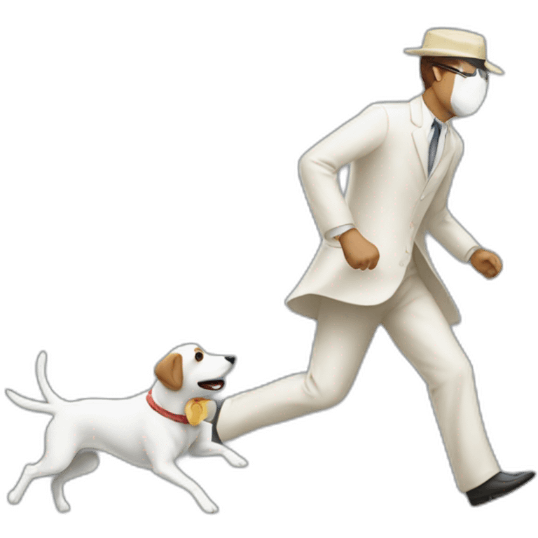 invisible man chasing a dog emoji