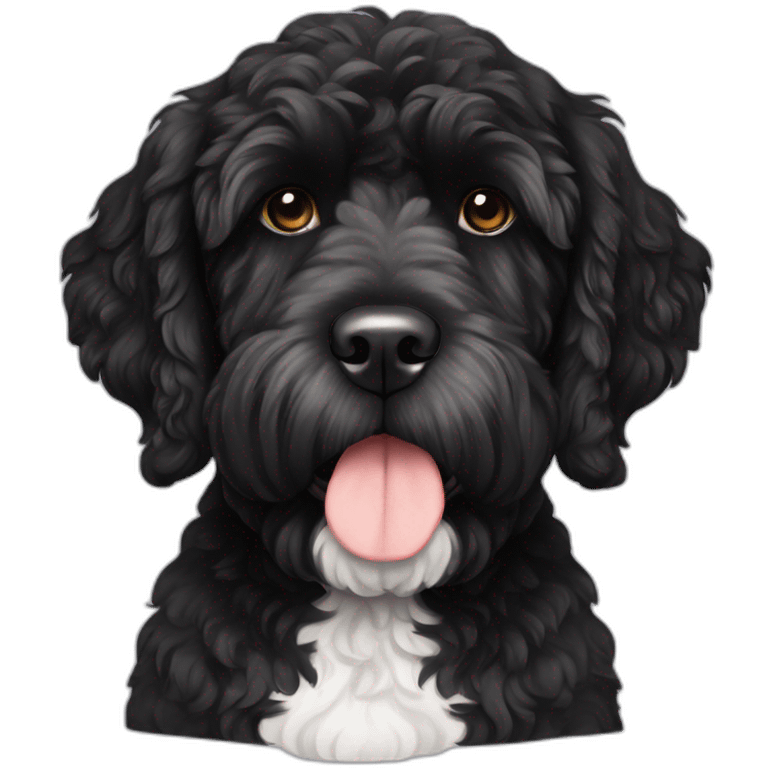 black face Portuguese water dog with white chin and chest emoji