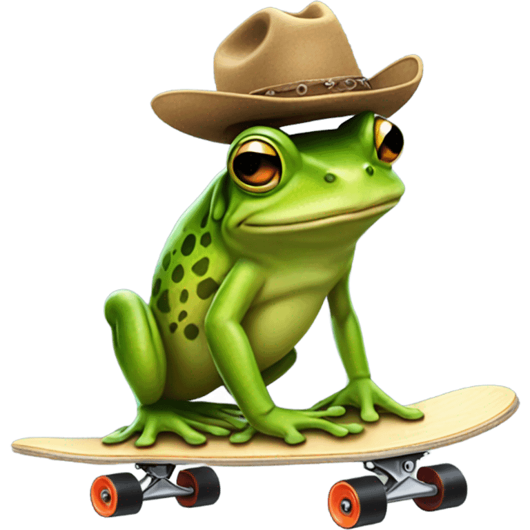 Frog on a skateboard wearing a cowboy hat  emoji