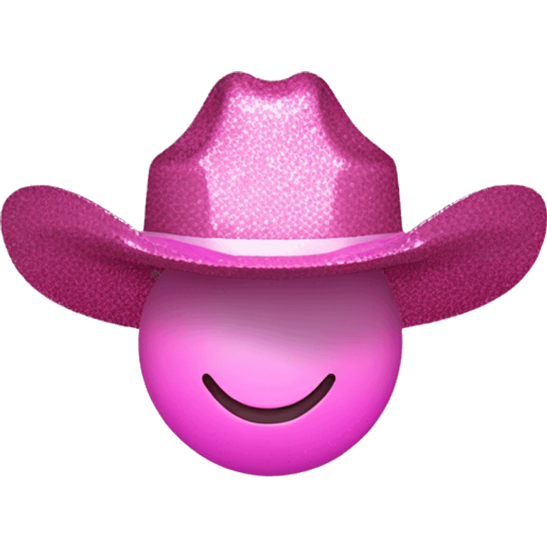 Pastel pink disco ball with pink glittery cowboy hat on emoji