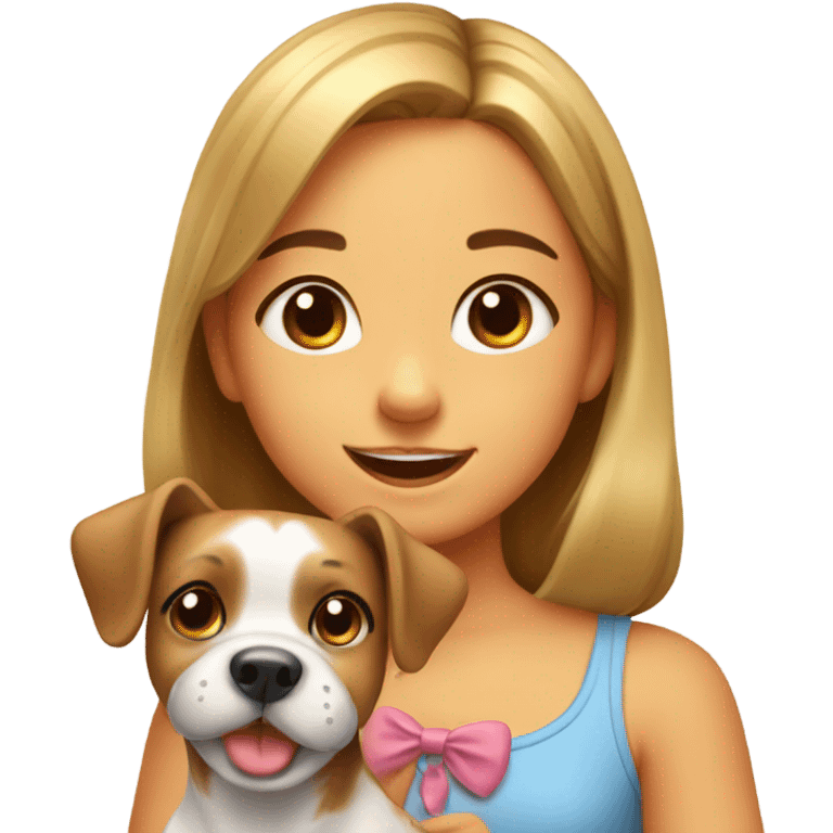 Cute girl with a bow and a dog emoji