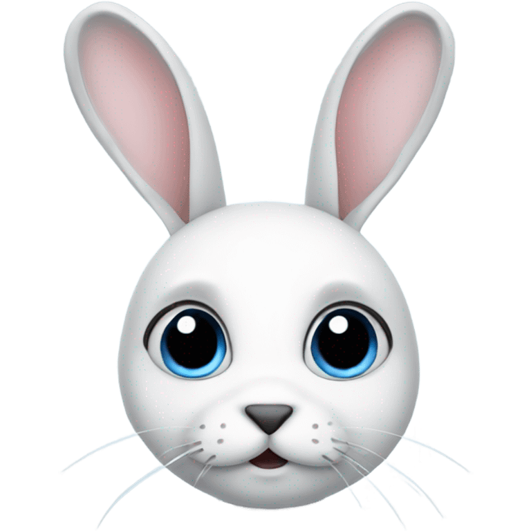 White rabbit blue eyes with black circles around eyes emoji