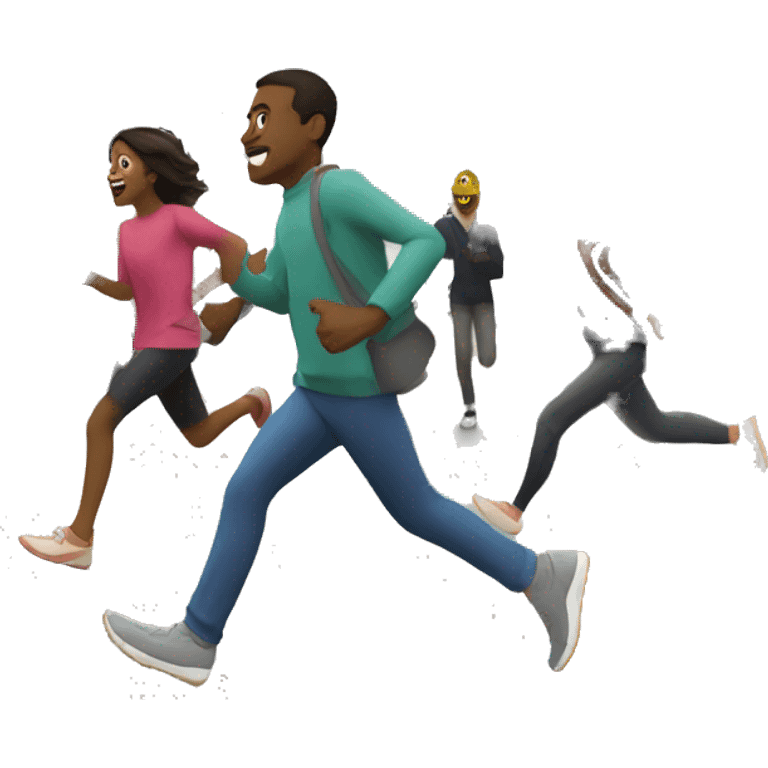 People running from a paris subway emoji