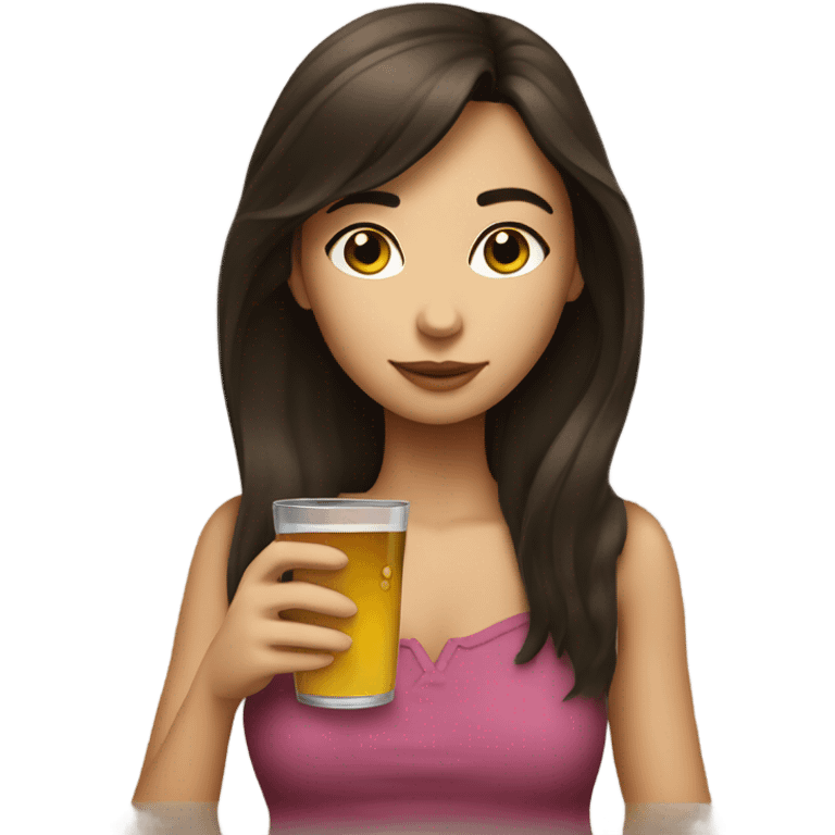 Brunette girl drinking emoji