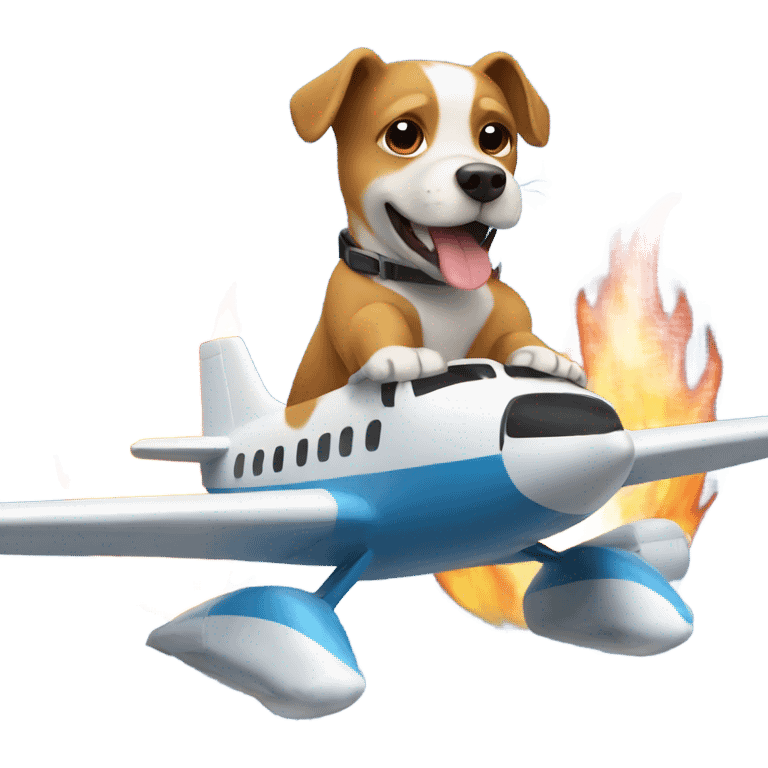 Dog riding a burning plane in the ocean emoji