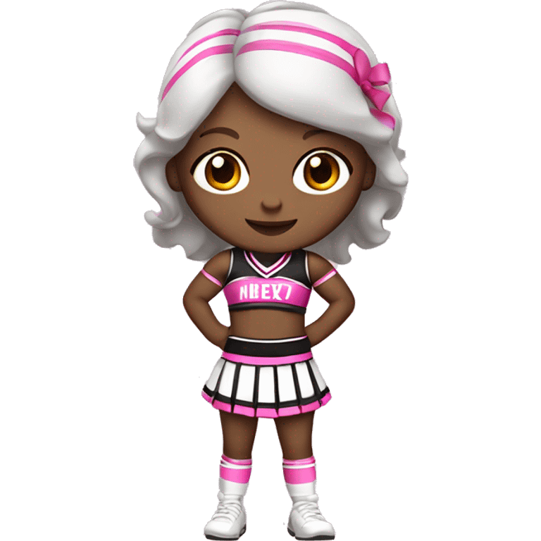 Cheerleader in black and pink kit white skin and brown hair full body   emoji