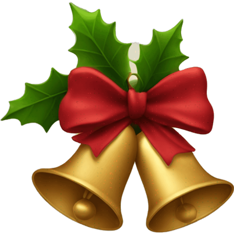 Christmas bells with a dark red bow emoji