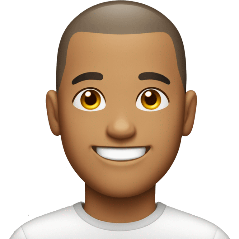 smiling young man in shirt buzz cut emoji