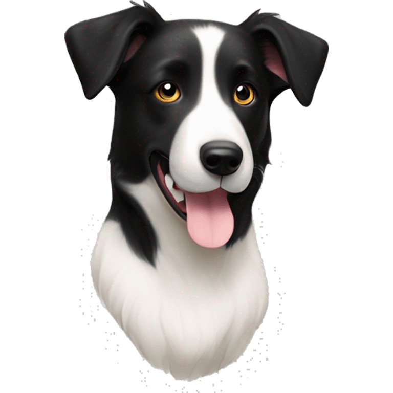 black and white border collie Labrador mix has a little white color left ear emoji