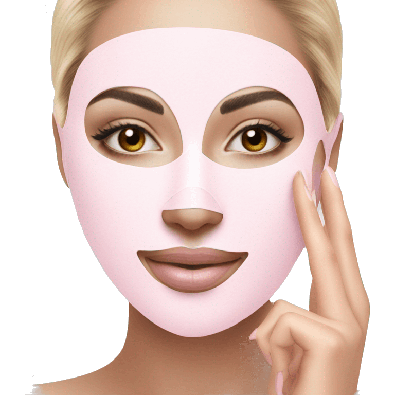 Lady with pastel pink face mask spa beauty full face relaxing emoji