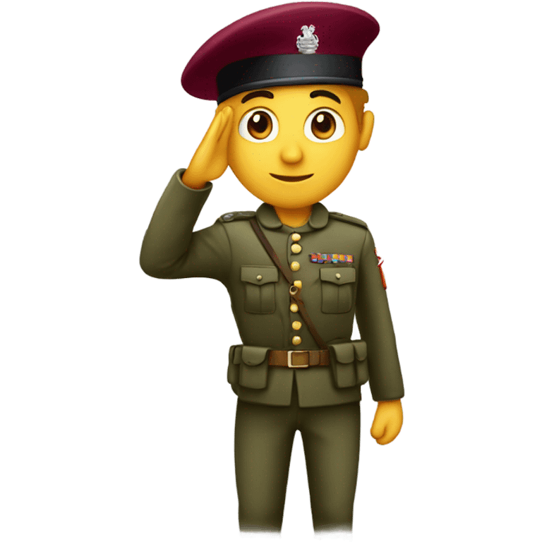 Saluting white Soldier with maroon beret  emoji