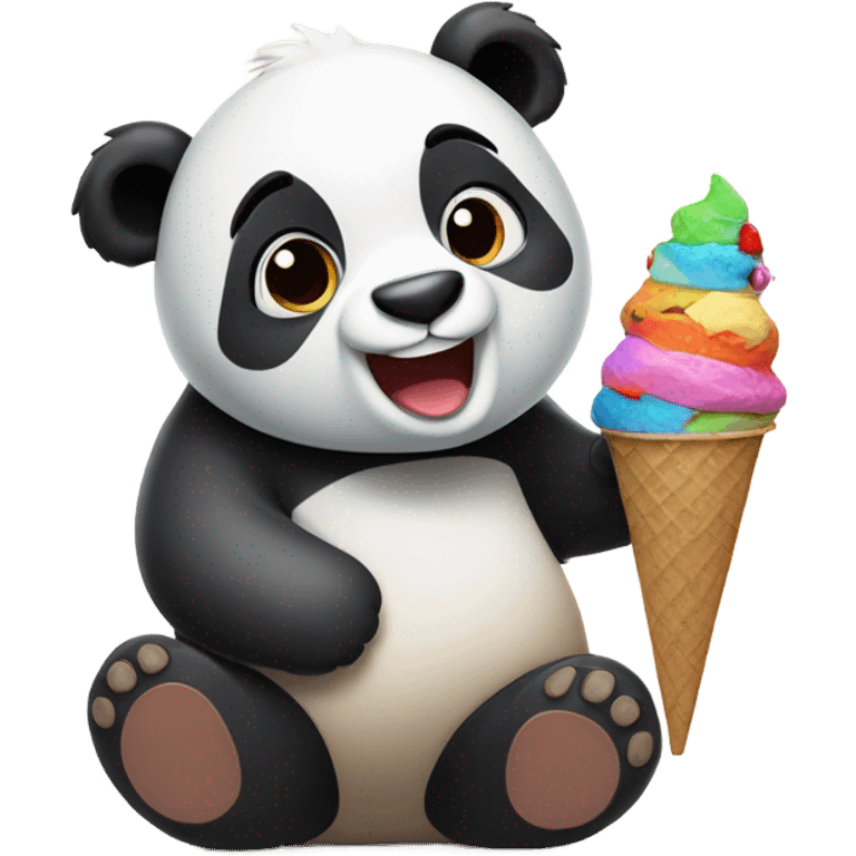 Panda eating ice cream emoji