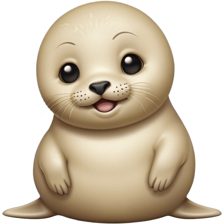 Cinematic Comical Baby Seal Portrait Emoji, Head tilted dramatically with an exaggeratedly surprised expression, featuring a round, plump body with wide, comically expressive eyes and a quirky, puckered face, Simplified yet hilariously expressive features, highly detailed, glowing with a slightly sassy polar glow, high shine, dramatic yet playful, stylized with an air of cheeky arctic mischief, soft glowing outline, capturing the essence of a meme-worthy baby seal that looks ready to give a playful side-eye into viral fame! emoji