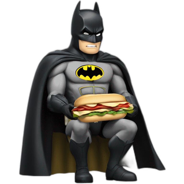 Batman qui mange un sandwich emoji