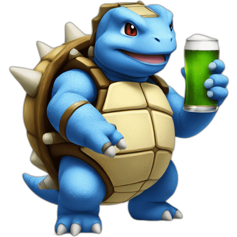 Blastoise holding beer emoji