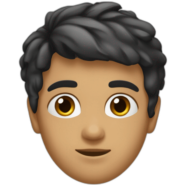 Garçon cheveux noirs court lisse yeux bruns foncés peau blanchr emoji