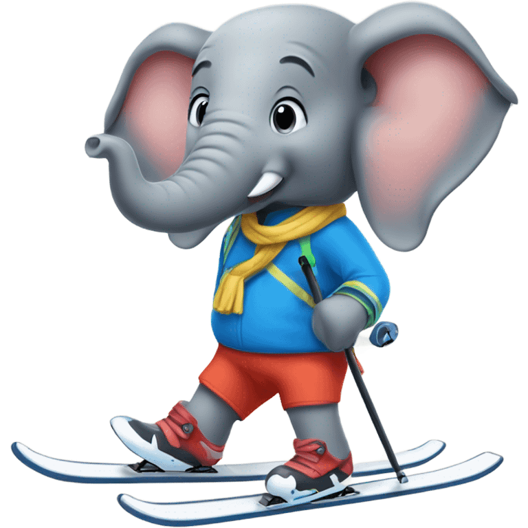 Elephant goes crosscountry skiing emoji