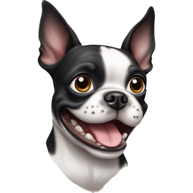 Smiling Boston Terrier dog emoji