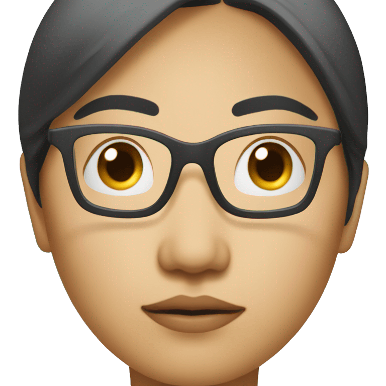 A asian woman with glasses who is seriously thinking about something. emoji