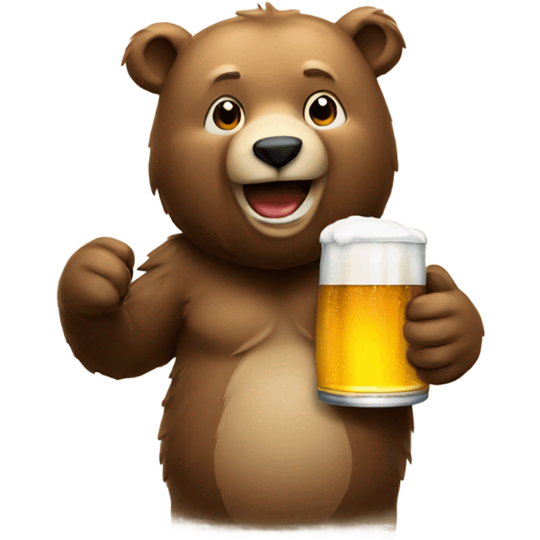 Cool looking bear holding a beer emoji