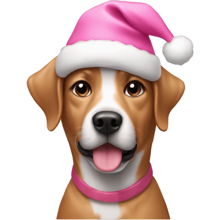 dog with pink christmas hat emoji