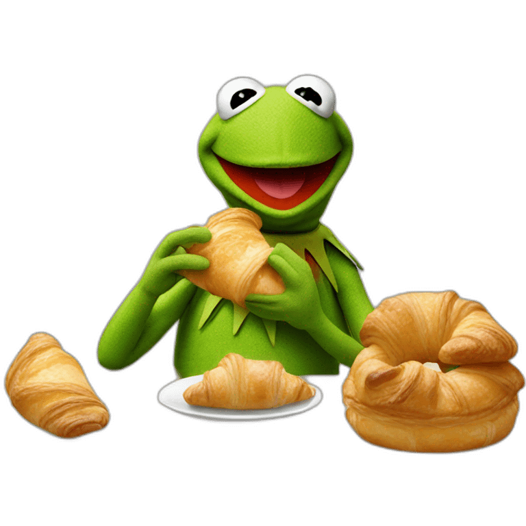 kermit eating a croissant emoji