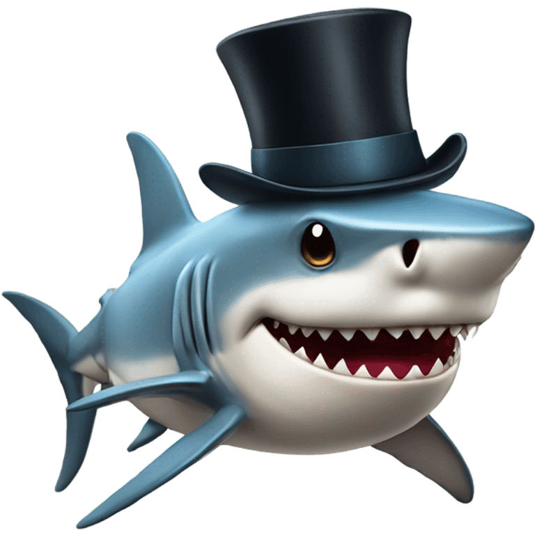 Shark with a top hat emoji