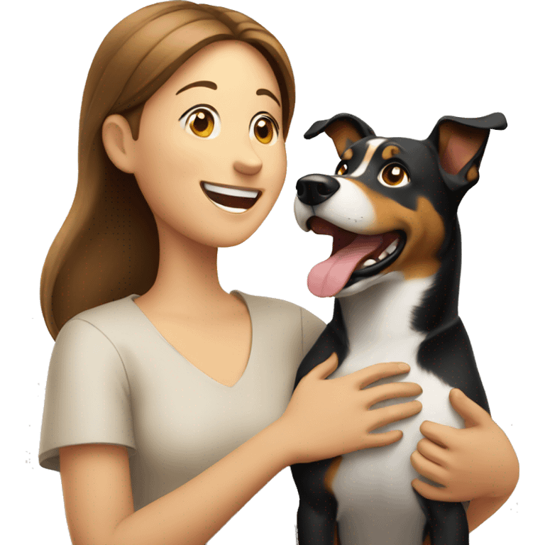 happy person and their dog looking up emoji