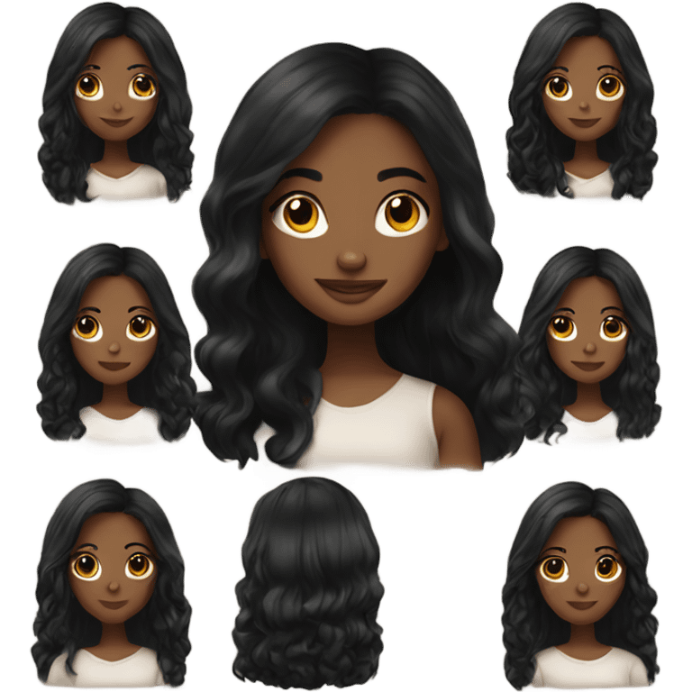 Beautiful brown skin girl with long black hair emoji