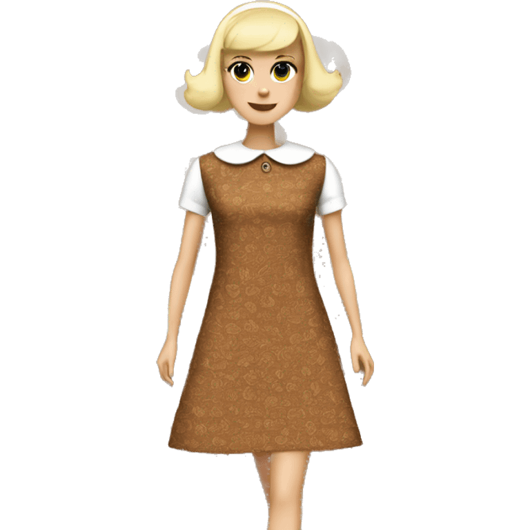 A brown 60s mod dress with a Peter Pan collar emoji