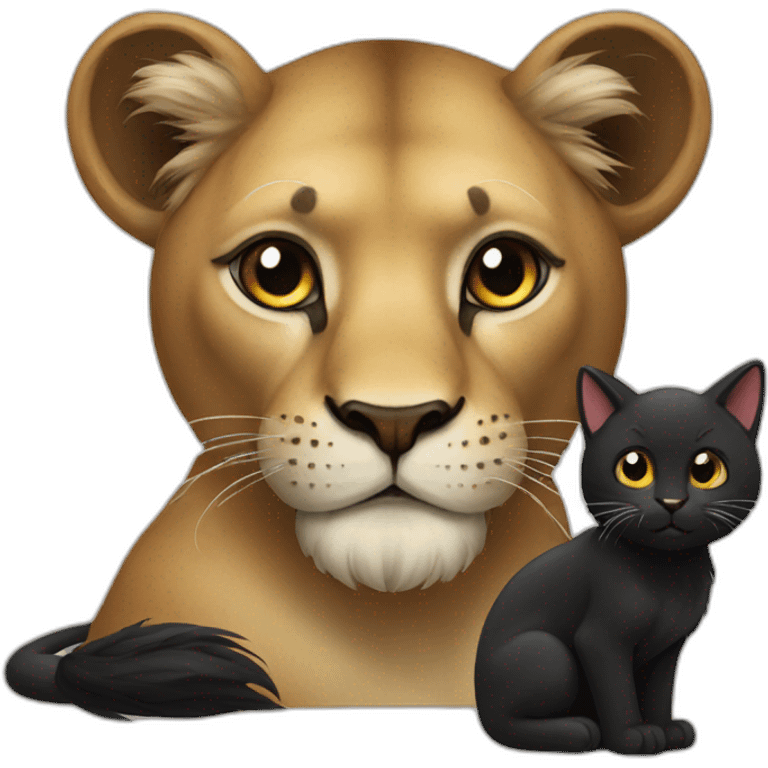 Lion with beautiful black cat emoji