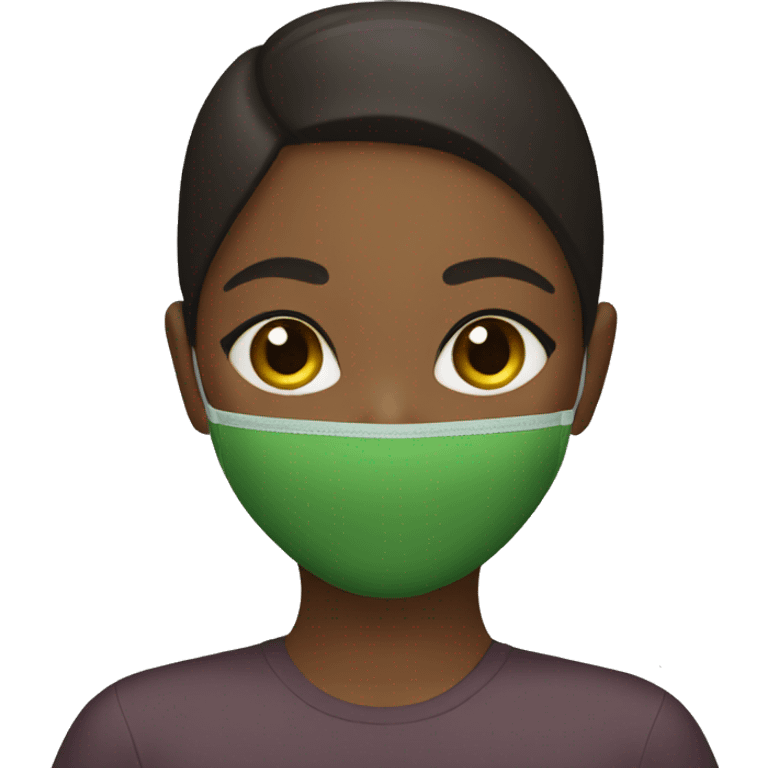 brown girl wearing a green face mask emoji