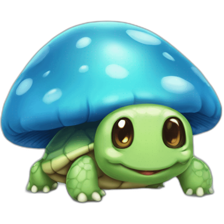 Cute blue mushroom cap no stem turtle standing on to legs cute emoji