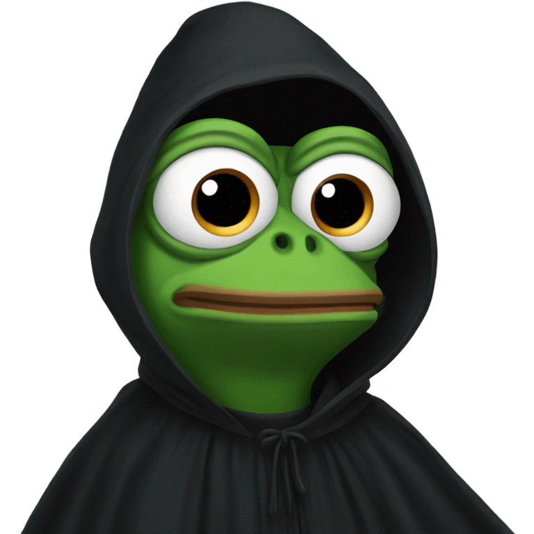 Confused Pepe the frog with black cloak emoji