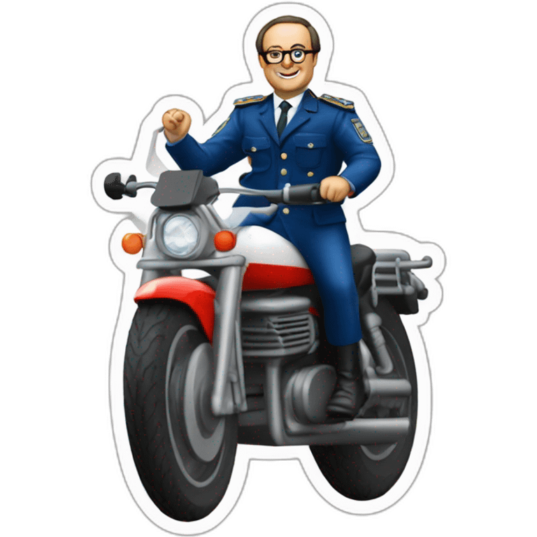 Francois hollande sur une moto gendarmerie emoji