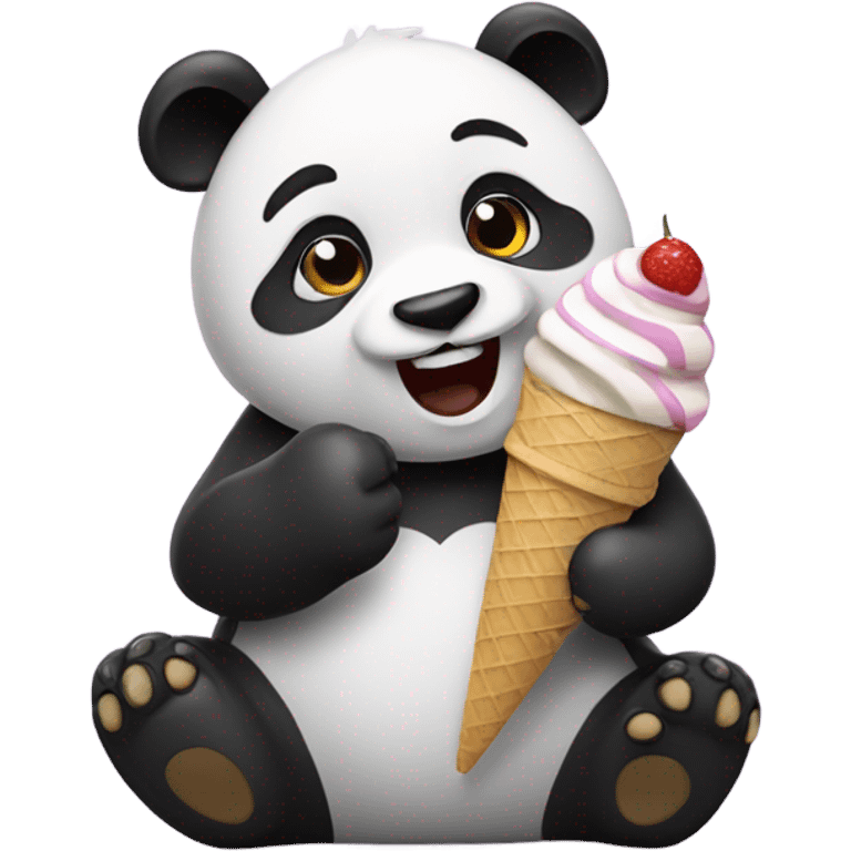 Panda eating ice cream emoji